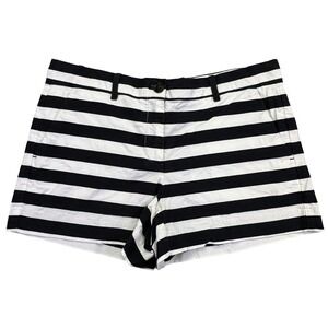 Gap Chino Shorts Women's Size 4 Black White Stripe Flat Front Stretch Beach
